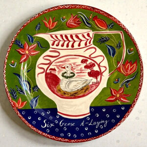 Anthropologie Emily Maude 12 Days of Christmas Dessert Plate Six Geese A Laying